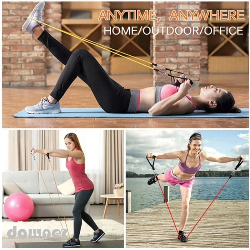 11 Unidades de Faixa de Resistência Elástica para Fitness e Academia de Látex Natural