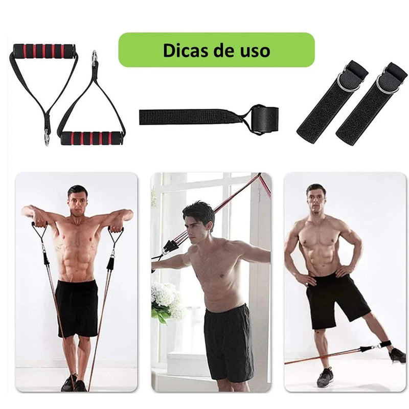 Kit Extensores Elásticos + Mini Bands Para Exercícios em Casa
