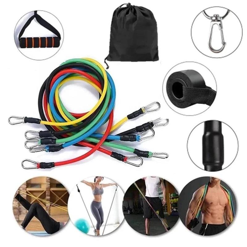 Kit Extensores Elásticos + Mini Bands Para Exercícios em Casa