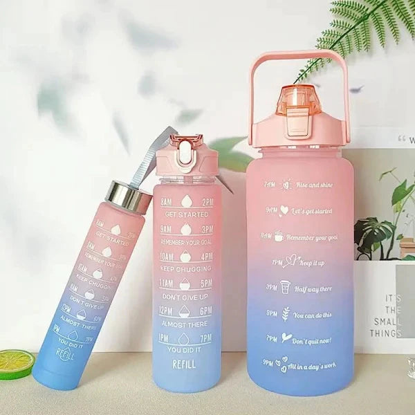Kit 3 Garrafa Agua Squeeze Galão Com Adesivos Lembretes beber Agua