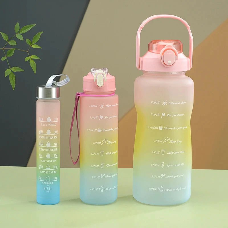 Kit 3 Garrafa Agua Squeeze Galão Com Adesivos Lembretes beber Agua