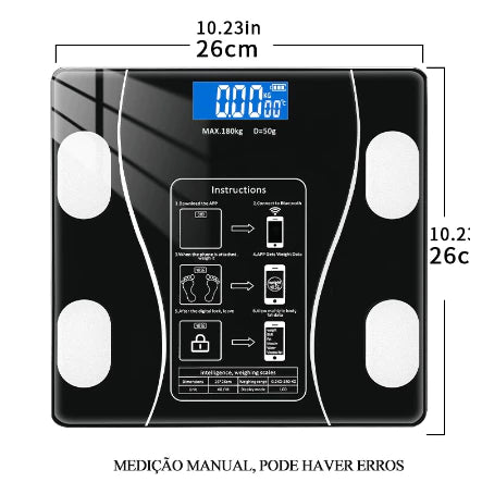 Balança Bioimpedancia Digital Bluetooth  Corporal até 180kg Resultado Pelo Celular