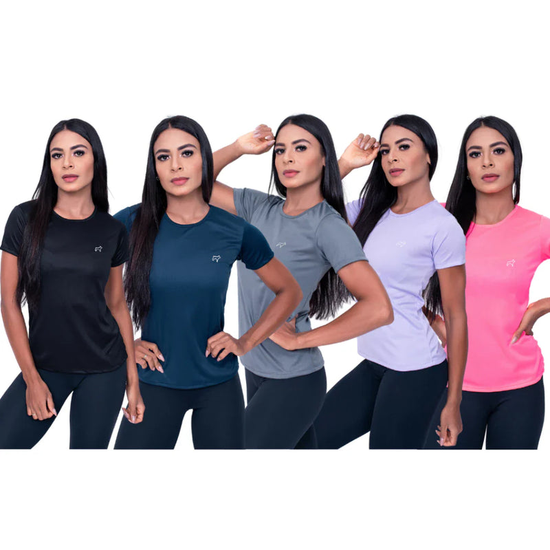 Kit com 5 Camisetas Femininas Dry Fit - Conforto e Estilo para Academia