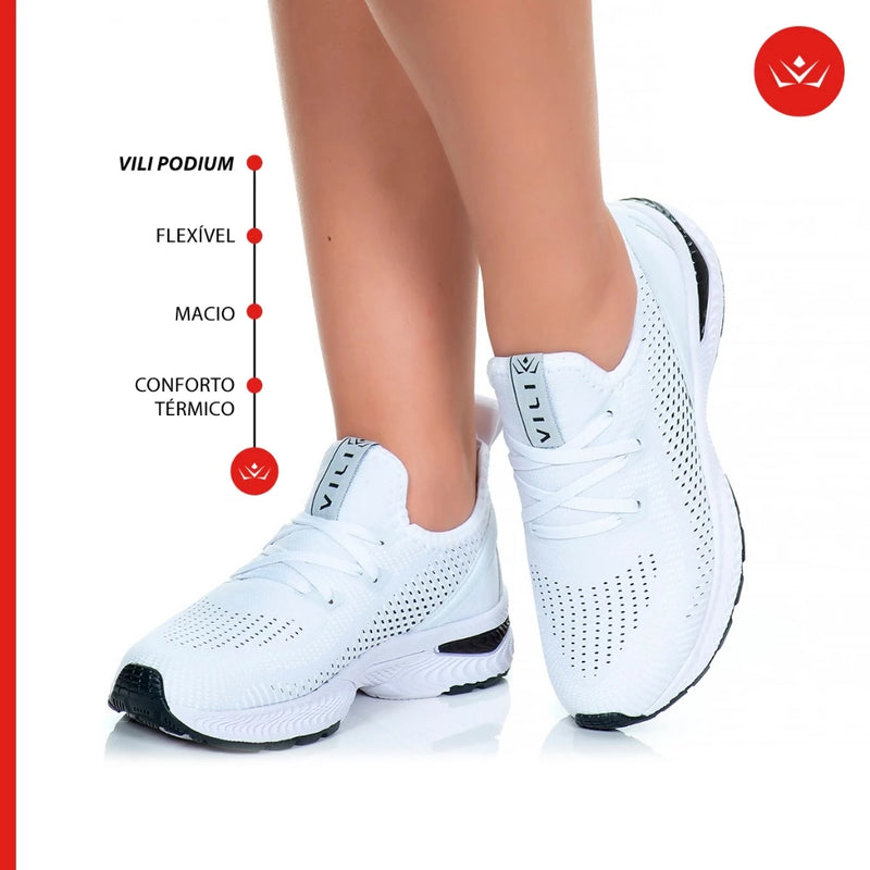 Tênis Feminino Vili Podium Branco Caminhada Academia