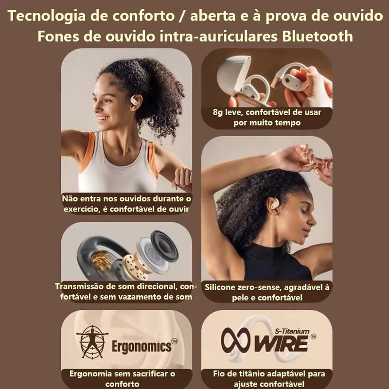Fone de ouvido Bluetooth OWS original para corrida e ciclismo para Apple e Android