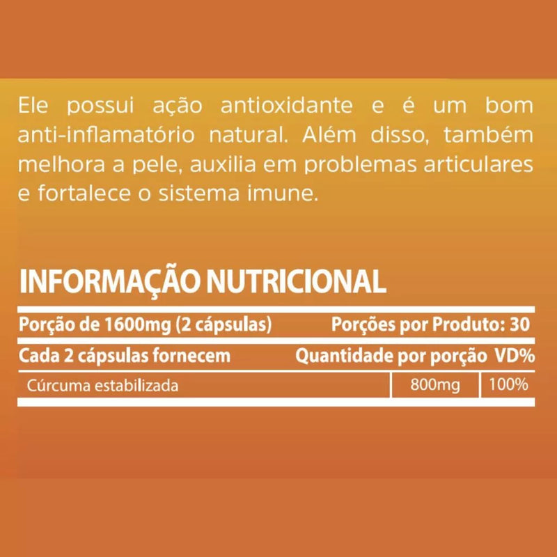 Curcuma Longa 95% Curcumina 800mg 60 Cápsulas Sunfood
