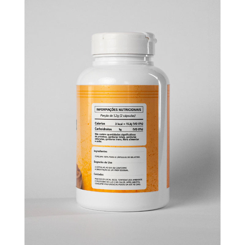 Cúrcuma  Longa Pura 2 Potes 240 Cápsulas 600mg Gelatina