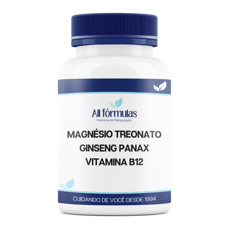 Magnésio Treonato + Vitamina B12 Metil + Ginseng Panax - 60, 120 e 180 Cápsulas