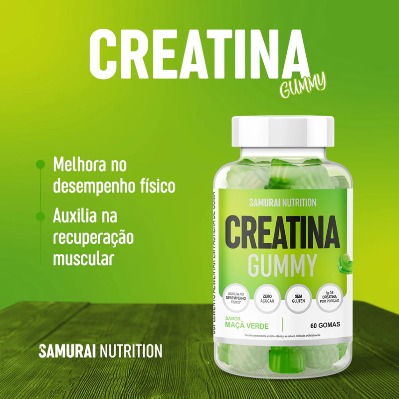 Creatina Gummy 60 Gomas Maça Verde - Samurai Nutrition
