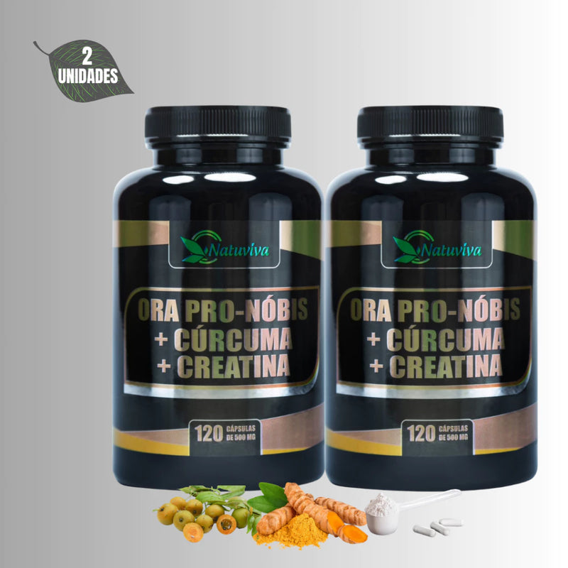 Ora Pro Nóbis+Cúrcuma+Creatina-500 Mg-Composto Com 120 Cápsulas-Kits Com 1, 2 e 3 Unidades