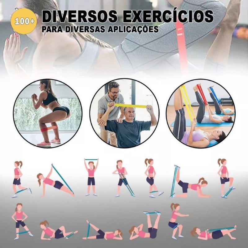 Kit 5 Faixas Elásticas Para Exercícios Multifuncional Yoga Fisioterapia Treino Academia Agachamento Envio Rápido