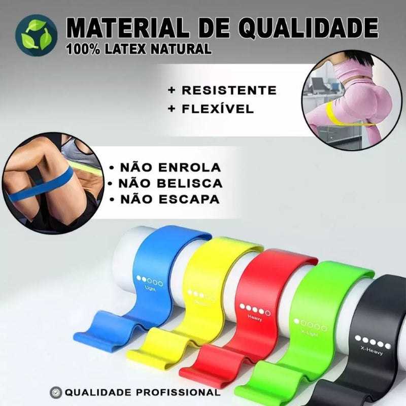 Kit 5 Faixas Elásticas Para Exercícios Multifuncional Yoga Fisioterapia Treino Academia Agachamento Envio Rápido