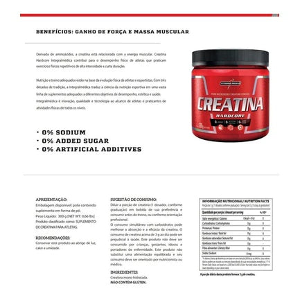 Creatina Monohidratada Pura 300g Hardcore Integralmedica