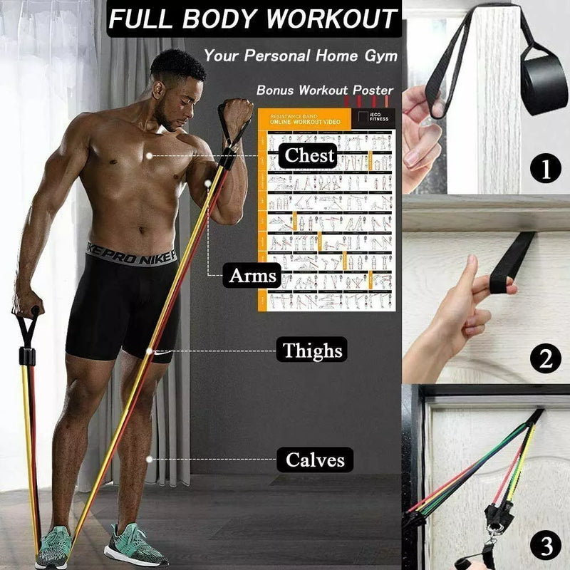11 Unidades de Faixa de Resistência Elástica para Fitness e Academia de Látex Natural