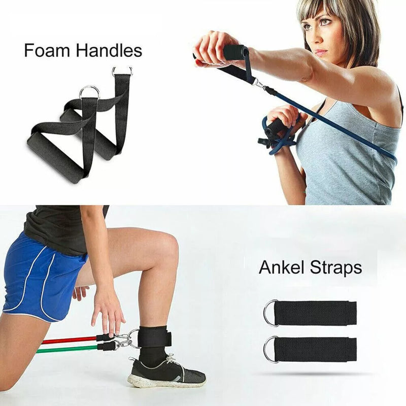 11 Unidades de Faixa de Resistência Elástica para Fitness e Academia de Látex Natural