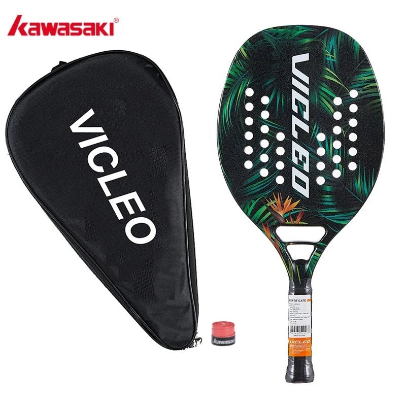 Kawasaki Vicleo Raquete De Tênis De Praia Power20 & 30 Master 100 Fibra De Carbono Rosto Macio Com Capa Protetora