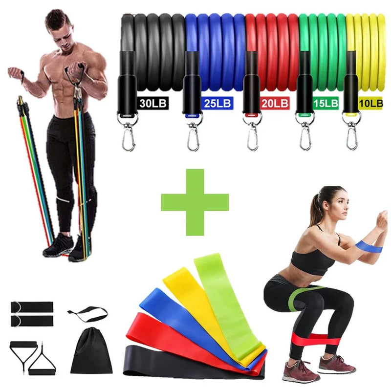 Kit Extensores Elásticos + Mini Bands Para Exercícios em Casa
