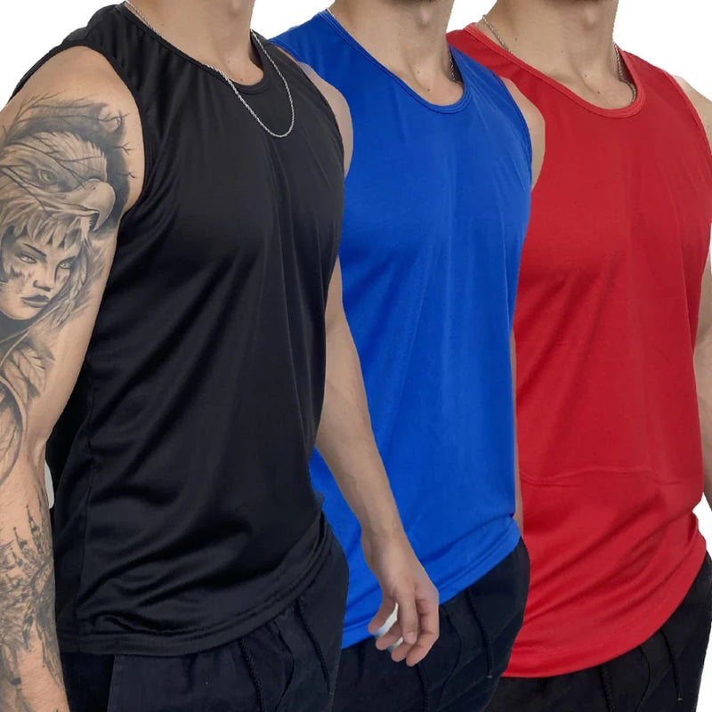 Kit com 3 Regatas Masculinas – Performance e Conforto para o Seu Treino