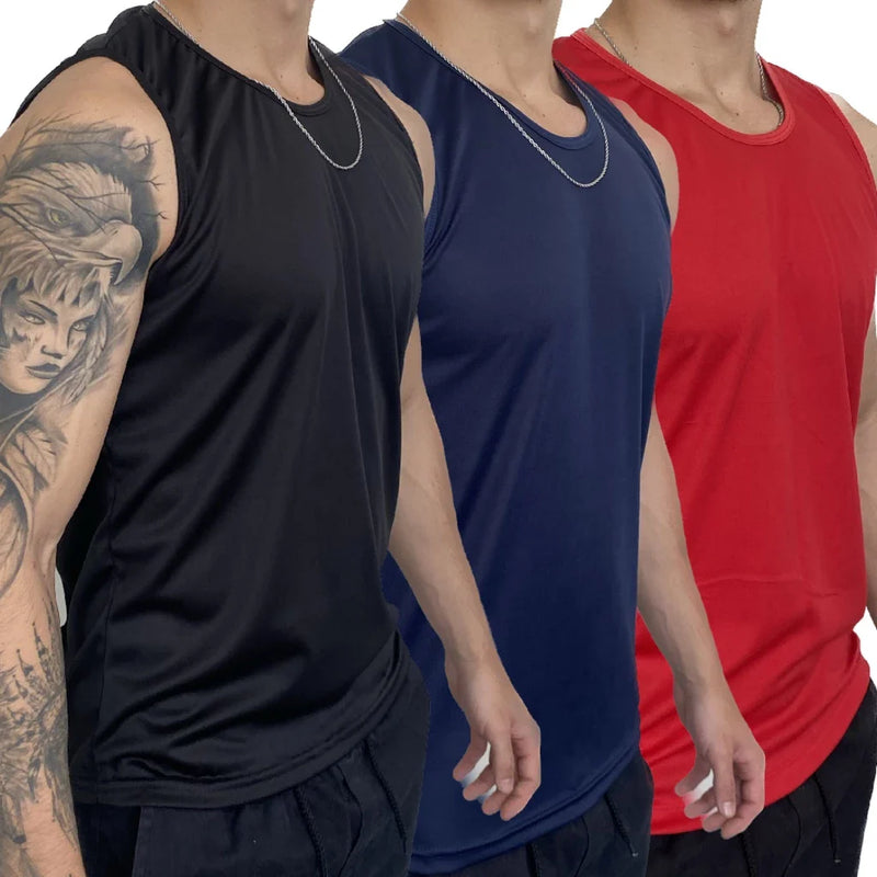 Kit com 3 Regatas Masculinas – Performance e Conforto para o Seu Treino