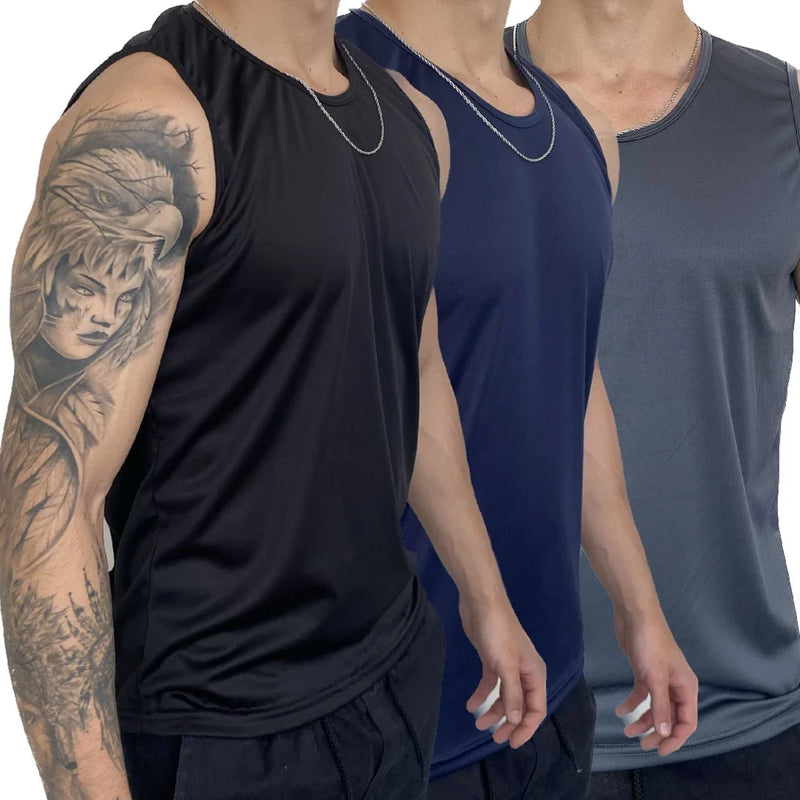 Kit com 3 Regatas Masculinas – Performance e Conforto para o Seu Treino