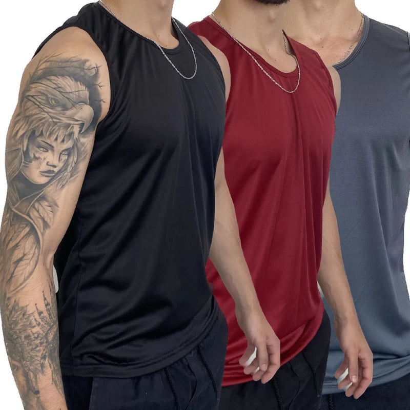Kit com 3 Regatas Masculinas – Performance e Conforto para o Seu Treino
