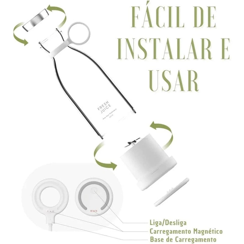 Garrafa Mix Juicer Liquidificador Elétrico Portátil Recarregável COPO 350ml Mixer Shake Misturador