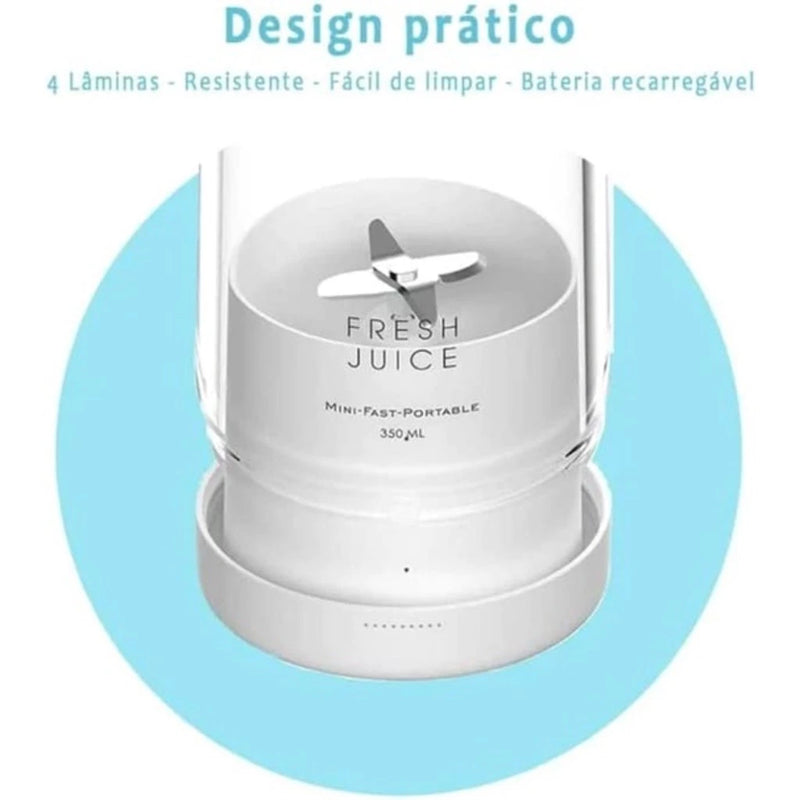 Garrafa Mix Juicer Liquidificador Elétrico Portátil Recarregável COPO 350ml Mixer Shake Misturador