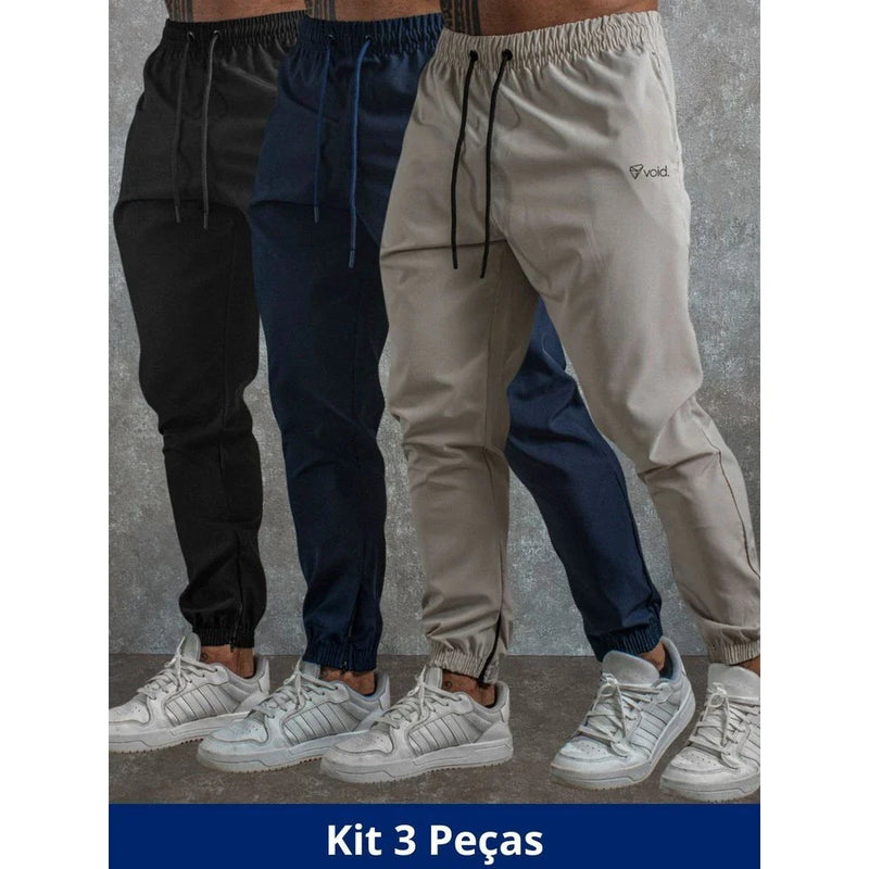 Kit com 3 Calças Jogger Tactel Void com Elastano - Estilo e Conforto para o Dia a Dia e Treinos